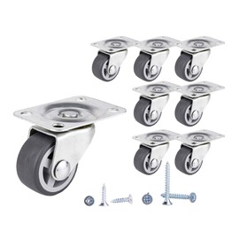 (Pack of 8) 30 mm Swivel Wheels Small Wheel Castors Rubber Wheels Heavy Duty Castors Furniture Wheels Casters with Mounting Plates Screws Included (8, 30 ⌀)
