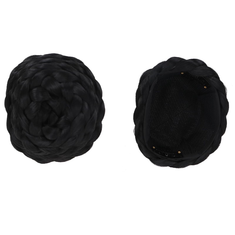 MAGQOO Black Wig with Buns Short Straight Bob Wig with