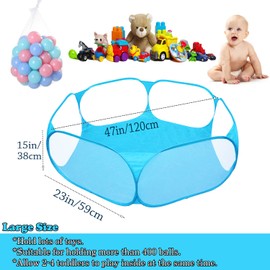 Jacone Portable Cute Blue Hexagon Children Ball Pit, Indoor and Outdoor Easy Folding Ball Play Pool Kids Toy Play Tent with Carry Tote, Balls Not Included