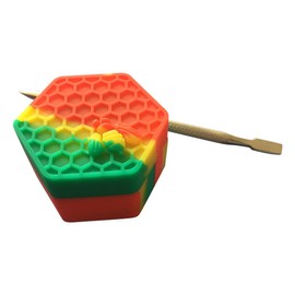 Gentcy 26ml 1pcs Rasta Hexagon Silicone Container Jar Oil Wax NonStick Silicone Jar+Container Holder 1