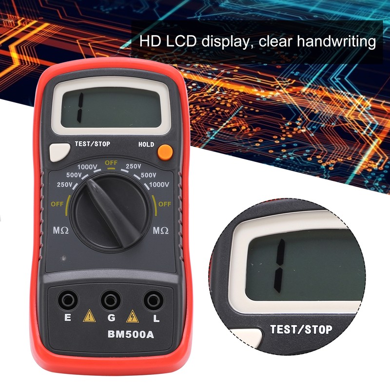 BM500A 1000V LCD Resistance Tester Digital Insulation Resistance Meter Megohm