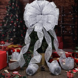 Redbaker 9ft Large Christmas Tree Topper Bows Xmas Treetop Ribbons Gift for Holiday Family Party Indoor Outdoor Decor