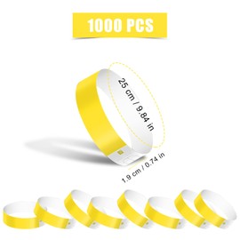 1000 Pcs Paper Wristbands for Events, Waterproof Neon Wristbands Wrist Party Bands Entrance Wristbands Paper Bracelets for Events Music Festival Concert Contest (Yellow)
