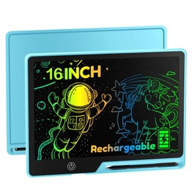 Pizarra Mágica LCD de 16 Pulgadas, Pizarron Magico, Tablero Electrónico de Dibujo a Color para Niños, Pizarra Electrónica Borrable con Cerradura, para en Casa, Estudio, Oficina, Reutilizable (Azul)