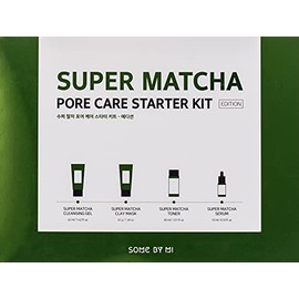 SOME BY MI Super Matcha Pore Care Starter Kit/Toner 1.01Oz, Serum 0.33Oz, Cleansing Gel 1.42Oz, Clay Mask 1.48Oz / Sebum, Anti-wrinkle and Trouble Car