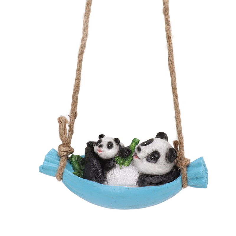 Swing Panda Statue Mother and Baby Panda Lying On The
