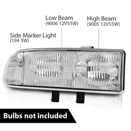 ALLGOOD Headlight Assembly Front Headlamp, Compatible with Chevy Blazer 1998-2005, Fit Chevy S10 Pickup 1998-2004, Left and Right Side, Clear Lens Chrome Housing Clear Reflector