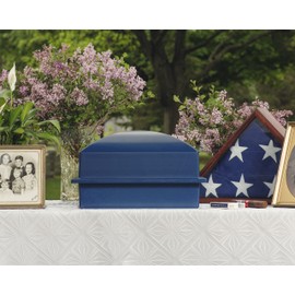 Crowne Vault Urn Vault for Underground Burial | Holds Adult Human Ashes and Cremation Urns for Cemetery and Ground Burials | Made in The USA (Regent, Navy with Nameplate)