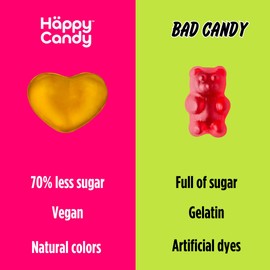 Häppy Candy - Big Apple | NYC-Inspired Red & Green Apple Gummy Candy | 70% Less Sugar, Vegan, Gluten-Free | No Fake Sugars, Naturally Colored | 6 x 1.8oz Bags | Plant-Based, Low Sugar Candy - 6 pack