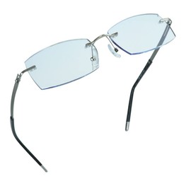 LifeArt Blue Light Blocking Glasses, Computer Reading Glasses, Anti Blue Rays, Reduce Eyestrain, Rimless Frame Tinted Lens with Diamond, Stylish for Men and Women (No Magnification)