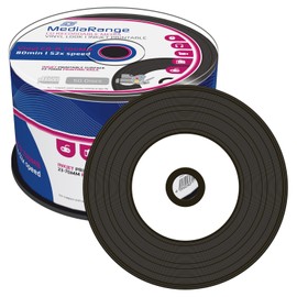 MEDIARANGE MR226 Vinyl CD-R Blank Discs (Printable, 52x Speed, 700MB/80 Min. Spindle of 50)