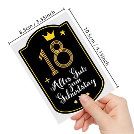 18th Birthday Bottle Label with Bow Black Gold Lacquer Finished 8.5 x 10.5 cm Happy Birthday 18 - Birthday Decoration Birthday Gift Gifts for Women Men