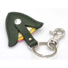 JAJABOON Guitar Pick Case, Key Holder (with Guitar Pick), Genuine Leather, Green