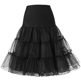 Women's 1950s Petticoat Skirts Vintage Puffy Tutu Crinoline Underskirt Black