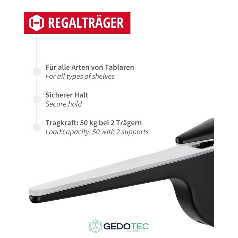 Gedotec Design Shelf Bracket - Black Matt | Pack of