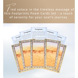Footprints Poem Card - Gold Embossed Thick Glossy Paper Footprints In The Sand Card - Made in Italy Inspirational Footprint Prayer Cards Bible Bookmarks Set - Total of 10 Items