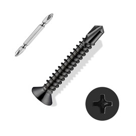 ANCHOREASE #8×1-1/2″ Sheet Metal Screws 150Pcs, 410 Stainless Steel Black Flat Head Self Drilling Screws
