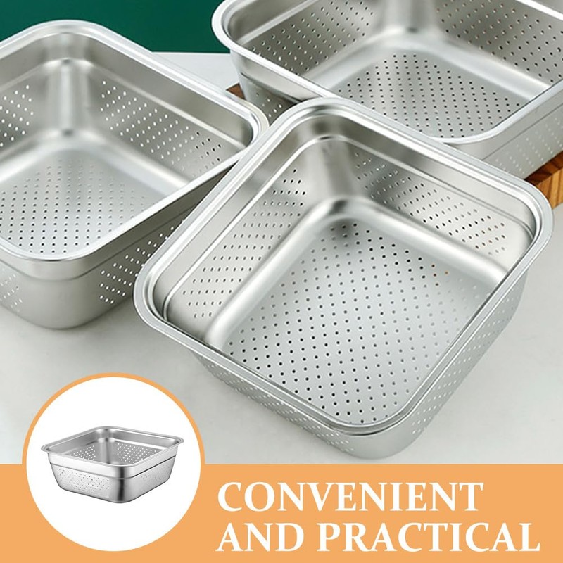 Cabilock Kitchen Colander Stainless Steel Fine Mesh Strainer Bowl Square
