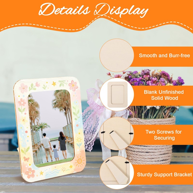 Wooden Picture Frames for Crafts 30 Pcs DIY Wood Frame