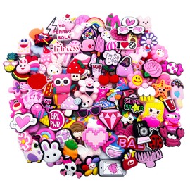 Lot of 30/50 Pcs Random Pink Shoe Charms for Croc, Different Cool Cute Shapes Packs Bracelet Wristband Accessories for Shoe Decorations Party Gift