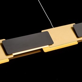 CaraLuxe 52in LED Linear Pendant Light Dimmable Black Gold Kitchen Island Light with Remote Control 3 Colors Modern Linear Chandelier for Dining Room Home Office Study Bar