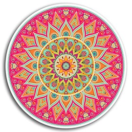 2 x 10cm Mandala Boho Pink Vinyl Stickers - Sticker Laptop Luggage #19356 (10cm Wide)