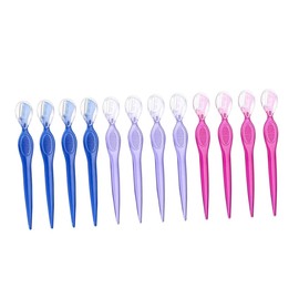 FOMIYES 24pcs Eyebrow Razors Stainless Steel Eyebrow Trimmers for Women Lightweight and Non-slip Grip for Travel Includes Red Blue and Purple Razors