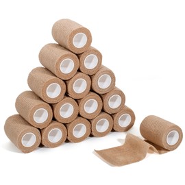 JHGIC Self Adhesive Bandage Wrap,Bandage Tape,Medical Tape,Vet Tape,Athletic Tape Gauze,for First Aid,Sports, Wrist, Ankles(16 Rolls,3inch*5Yards)