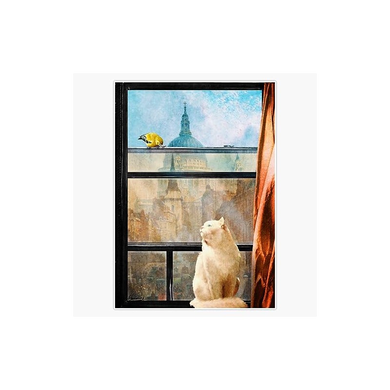 The Bird and The Cat Bumper Sticker Vinyl Decal 5"