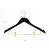 Quality Black Wooden Skirt Hangers with Clips, 20-Pack Smooth Solid