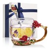 Glass Cup Innovative Flower Tea Cup with Spoon Drink Mug