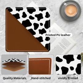 AFYEWKC Cute Leather Bookmarks, Fun Triangle Making Corner Bookmark, Book Accessories for Reading Book Lovers, Unbreakable Page Markers for Women Men Black White Cow Print