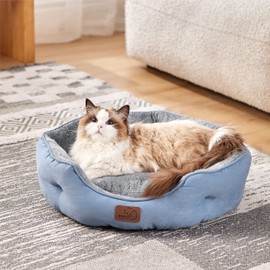 Bedsure Dog Beds for Small Dogs - Round Cat Beds for Indoor Cats, Washable Pet Bed for Puppy and Kitten with Slip-Resistant Bottom, 20 Inches, Allure