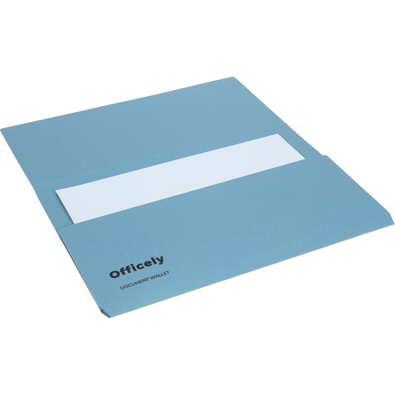 Officely Foolscap Document Wallets 285gsm - Blue (Pack of 5)