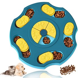 Juguetes de Rompecabezas para Perro - Juguetes Interactivos para Perro para Entrenamiento de Alimentación (Redonda - Azul)
