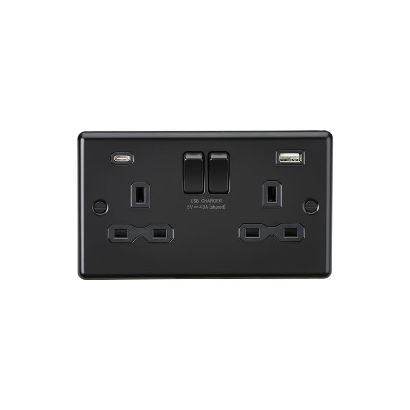 Knightsbridge 13A 2G SP Switched Socket with Dual USB C+A