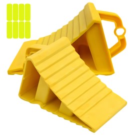 Pack of 2 Wheel Chocks Trailers, Car Wheel Chocks, Brake Chocks for Trailers, Wheel Chocks with Reflective Warning Strips, Wheel Chocks with Handle, Non-slip Underside, for Motorhome (200 x 120 x 110