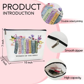HUQIL Christian Bible Makeup Bag for Women, Christian Gift for Women Religious Gift for Women Daughter Bestie Sister Friend Scripture Gift Travel Toiletry Cosmetic Bag, Zipper Organizer Pouch -FS356