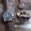 diloy Crocodile Embossed Leather Watch Strap with White Stitching Crocodile