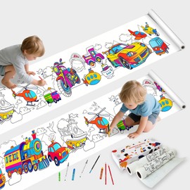 2-Pack Children's Drawing Roll, Coloring Paper Roll for Kids Gift,116 * 11.6 Inches DIY Painting Drawing Paper Roll, Color Wonder Paper, Early Educational Toys for Kids Ages 3-8 (Vehicle)