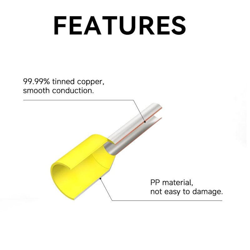 HKS 25PCS Wire Ferrules Connectors - AWG2/0-70.0mm² Copper Barrel Pin