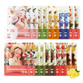 20PCS Hydrating Facial Sheet Mask,Moisturizing Face Masks Gift Set,Long Lasting Face Mask Facial Mask Kit for All Skin Types C