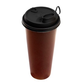 Restaurantware LIDS ONLY: Bev Tek Lids For 12- 16- 24-OZ Coffee Cups 25 Leakproof Beverage Lids - 2-In-1 Design Attached Stoppers Black Plastic Disposable Lids Cups Sold Separately