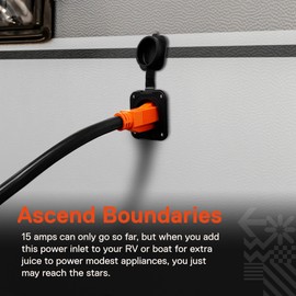 True Mods 15A Flanged Power Supply Receptacle with 16" Dual Extension Cord for RV RV RV Boat Trailer [NEMA 5-15 125V] [Low Profile] [Heavy Duty to