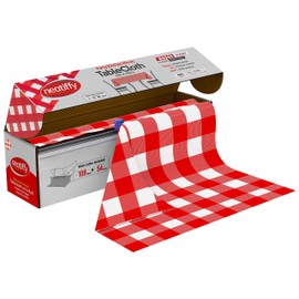 Neatiffy Disposable Plastic Table Cloth Roll | 54 in x 108 Ft Waterproof Tablecloth | Table Cover for Rectangle, Square, Round Oval Tables | Picnic, Party, Banquet, Birthdays, Weddings - Red Checkered