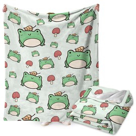 FYDZBSL Frog Blanket Throw, Cartoon Cute Blanket Gift for Kids Soft Warm Fuzzy Throw Blankets Kids or Adults for Crib Bed Couch Chair Four Seasons Living Room Travel Outdoor