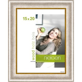 nielsen 6 x 8 inch Wooden Silver Photo Frame for Standing and Hanging in Portrait & Landscape Format Real Glass Derby