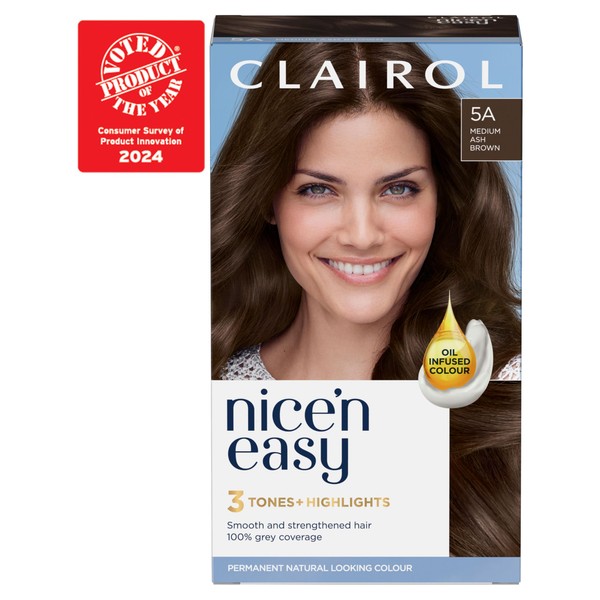 Clairol Nice'n Easy Crème, Natural Looking Oil Infused Permanent Hair Dye, 5A Medium Ash Brown