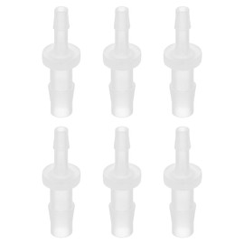 PATIKIL Hose Barb Reducer, 6 Pcs 1/4" to 5/32" Hose ID Connectors Joint Plastic Pipe Fitting Splicer Mender Union Adapter for Air Water Fuel Gas Aquarium, White