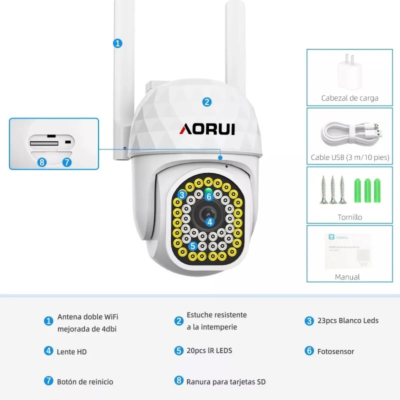 2pcs Cámara De Seguridad Hd Wifi De Visión Nocturna Alarma